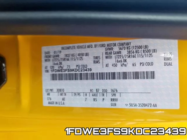 1FDWE3FS9KDC23439 фото 2