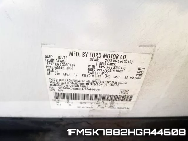 1FM5K7B82HGA44608 фото 2