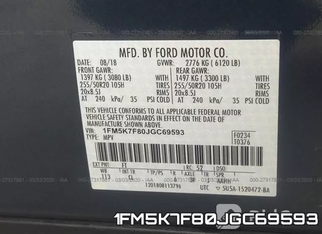 1FM5K7F80JGC69593 фото 10