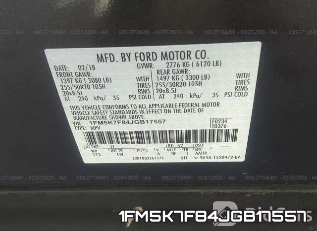 1FM5K7F84JGB17557 фото 10