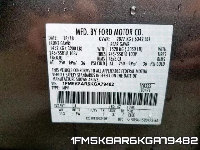 1FM5K8AR6KGA79482 фото 2