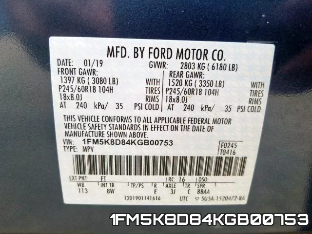 1FM5K8D84KGB00753 фото 2