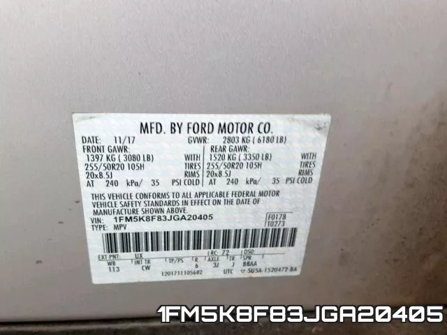1FM5K8F83JGA20405 фото 2
