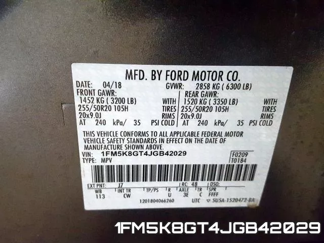 1FM5K8GT4JGB42029 фото 2