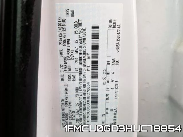 1FMCU0GD3HUC78854 фото 2