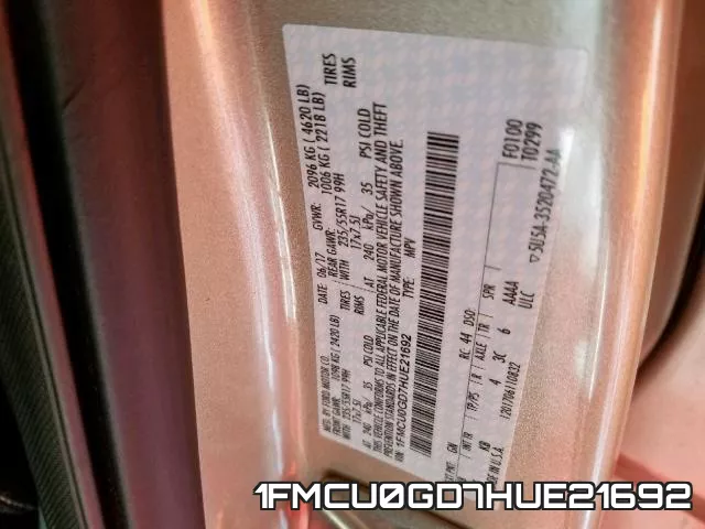 1FMCU0GD7HUE21692 фото 2