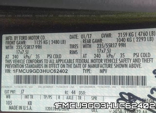 1FMCU9GD3HUC62402 фото 10