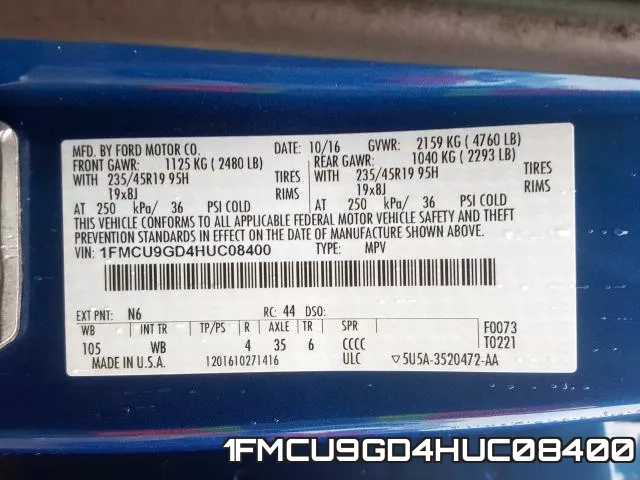 1FMCU9GD4HUC08400 фото 2
