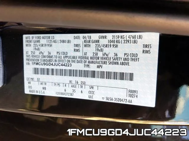 1FMCU9GD4JUC44223 фото 2