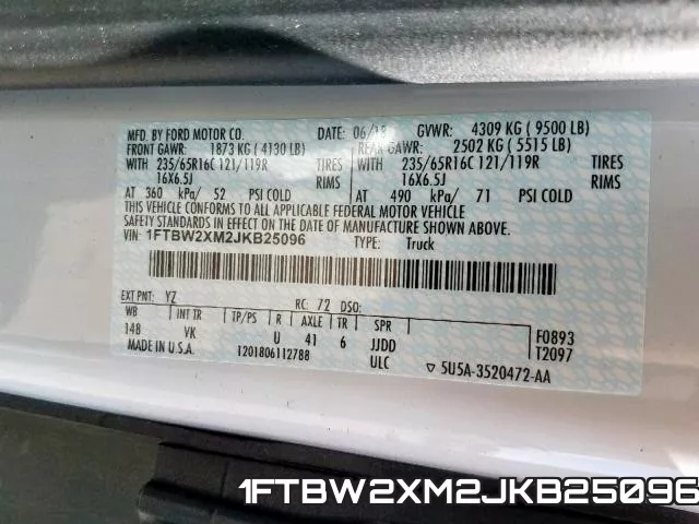 1FTBW2XM2JKB25096 фото 2