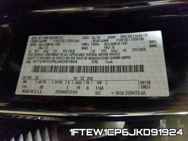 1FTEW1CP6JKD91924 фото 2