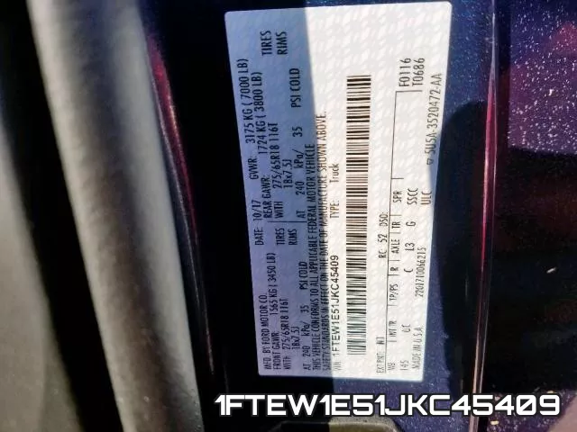 1FTEW1E51JKC45409 фото 2