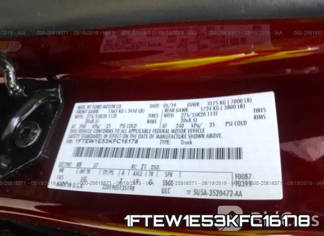 1FTEW1E53KFC16178 фото 10