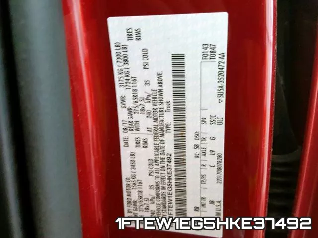 1FTEW1EG5HKE37492 фото 2