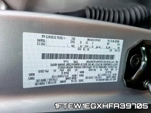 1FTEW1EGXHFA39705 фото 2