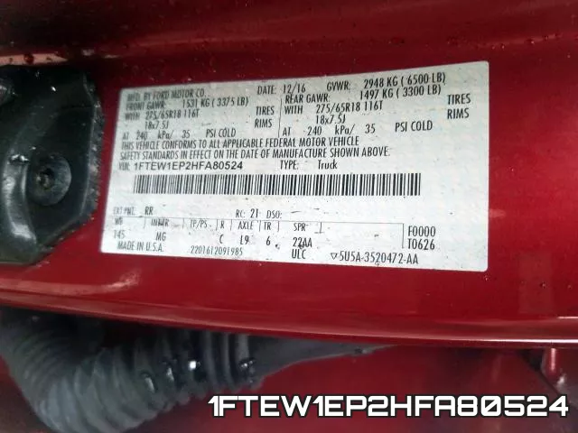 1FTEW1EP2HFA80524 фото 2