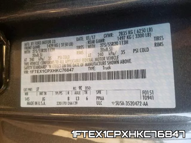 1FTEX1CPXHKC76847 фото 2