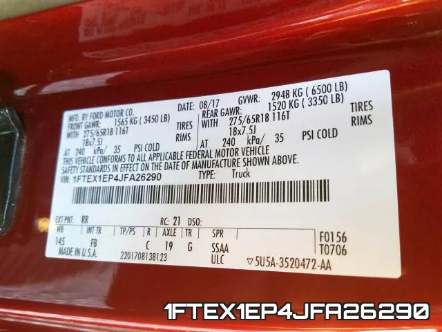 1FTEX1EP4JFA26290 фото 2