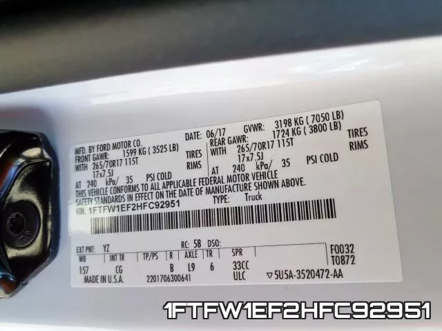 1FTFW1EF2HFC92951 фото 2