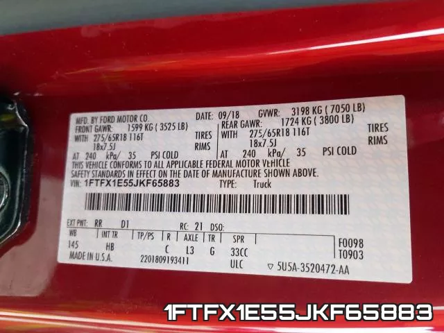 1FTFX1E55JKF65883 фото 2