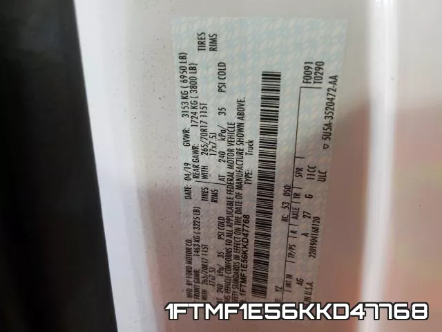 1FTMF1E56KKD47768 фото 2