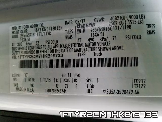 1FTYR2CM7HKB19733 фото 2