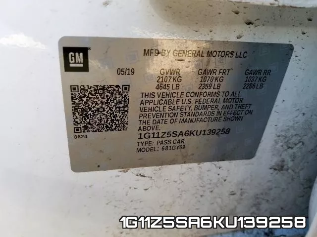1G11Z5SA6KU139258 фото 2