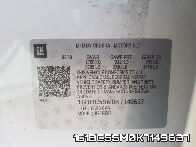 1G1BC5SM0K7149637 фото 2