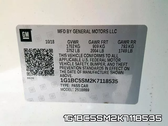 1G1BC5SM2K7118535 фото 2