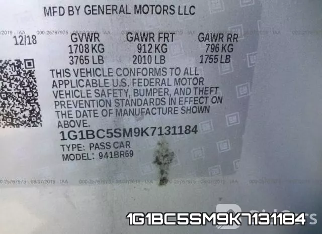 1G1BC5SM9K7131184 фото 10
