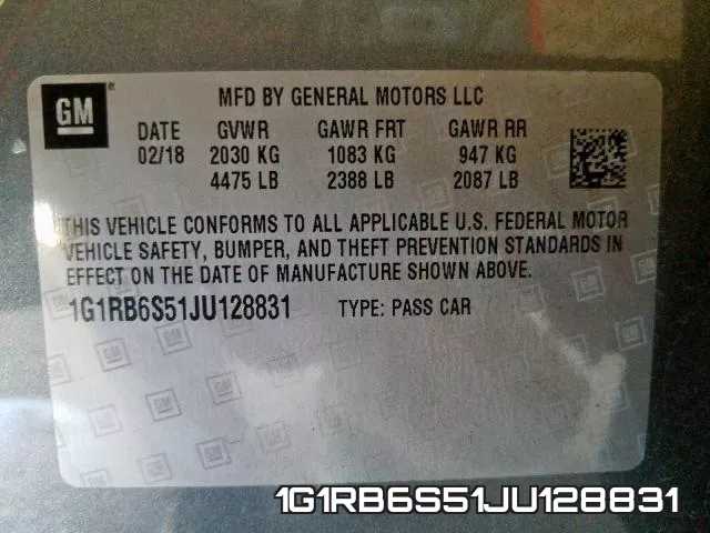 1G1RB6S51JU128831 фото 2