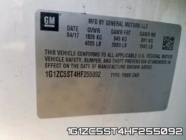 1G1ZC5ST4HF255092 фото 2