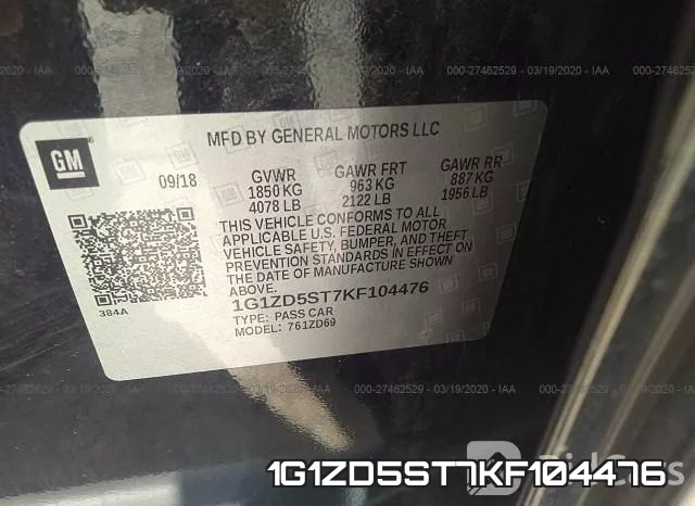 1G1ZD5ST7KF104476 фото 10