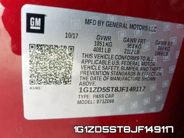 1G1ZD5ST8JF149117 фото 2