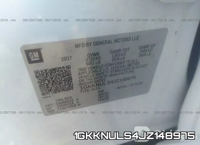 1GKKNULS4JZ148975 фото 10