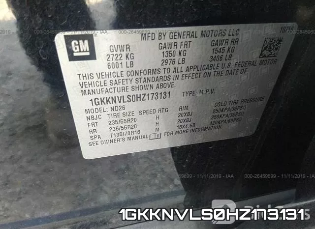 1GKKNVLS0HZ173131 фото 10