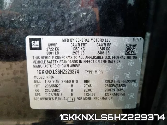 1GKKNXLS6HZ229374 фото 2