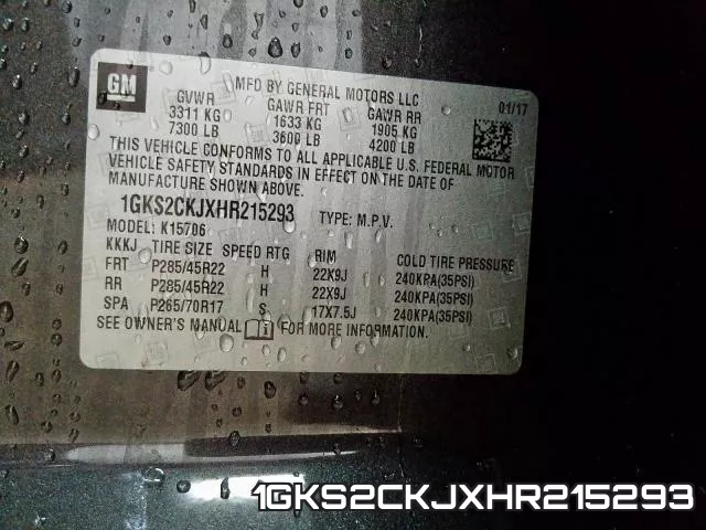 1GKS2CKJXHR215293 фото 2