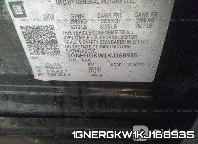 1GNERGKW1KJ168935 фото 10