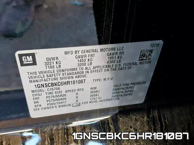 1GNSCBKC6HR181087 фото 2