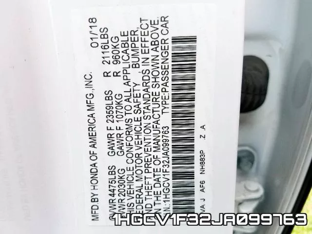 1HGCV1F32JA099763 фото 2