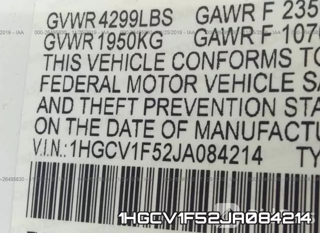 1HGCV1F52JA084214 фото 10