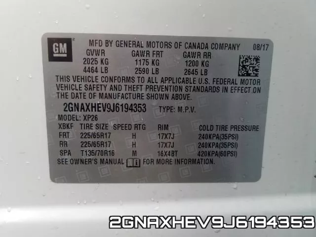 2GNAXHEV9J6194353 фото 2
