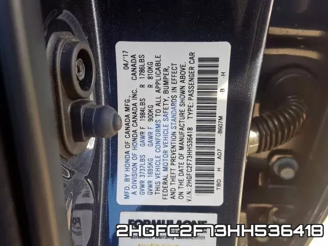 2HGFC2F73HH536418 фото 2