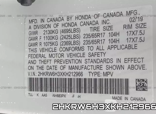 2HKRW6H3XKH212966 фото 10