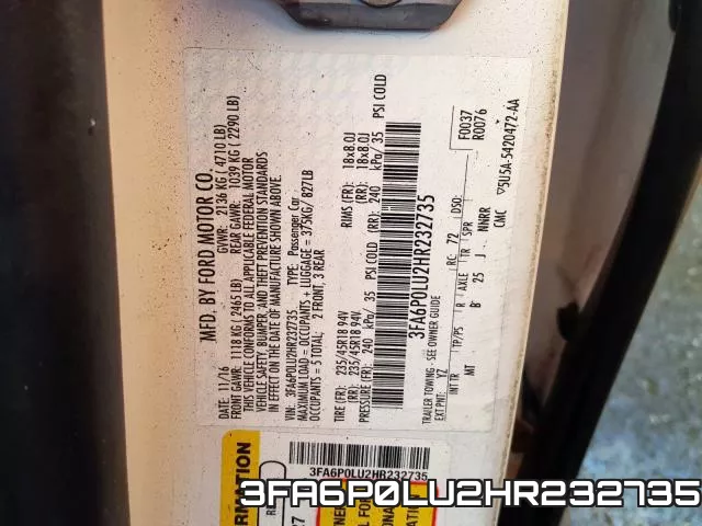 3FA6P0LU2HR232735 фото 2