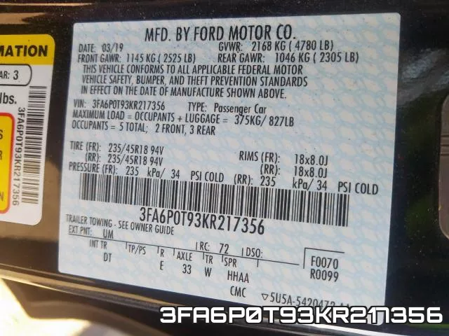 3FA6P0T93KR217356 фото 2