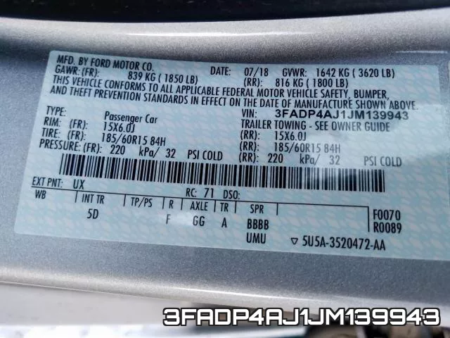 3FADP4AJ1JM139943 фото 2