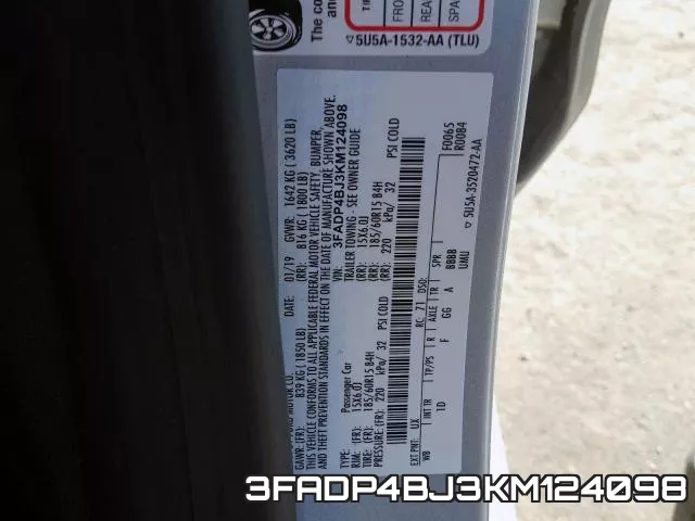 3FADP4BJ3KM124098 фото 2