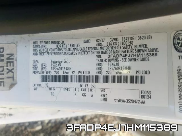 3FADP4EJ7HM115389 фото 2